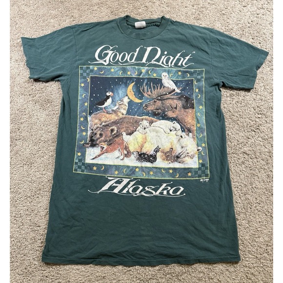 Hanes Other - Vintage Alaska Nightgown Womens One Size Blue Jan Griggs Art Wolf Animals 90s